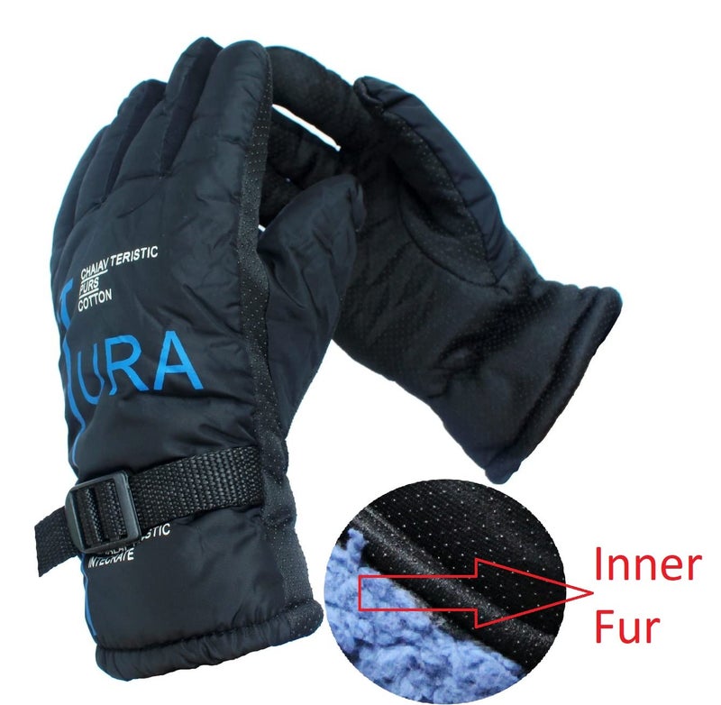 Alexvyan -20? Snow And Windproof Thermal Soft Warm Winter Gloves (Fur/Fleece Inside) For Riding, Protective Warm Hand Riding Cycling, Byke, Bike, Scooty,Motorcycle For Men & Boy,Male, Black - Image 2