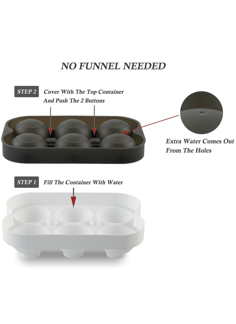Ice Ball Maker, Silicone Ice Cube Tray 6 cm Large Size Ice Ball Mold Sphere Ice Cube Maker BPA Free with Storage Container