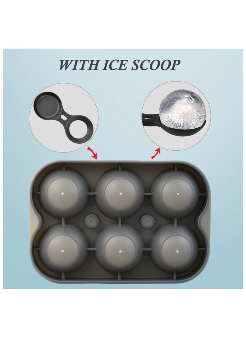 Ice Ball Maker, Silicone Ice Cube Tray 6 cm Large Size Ice Ball Mold Sphere Ice Cube Maker BPA Free with Storage Container