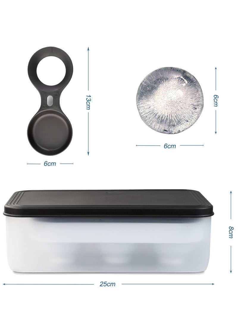 Ice Ball Maker, Silicone Ice Cube Tray 6 cm Large Size Ice Ball Mold Sphere Ice Cube Maker BPA Free with Storage Container