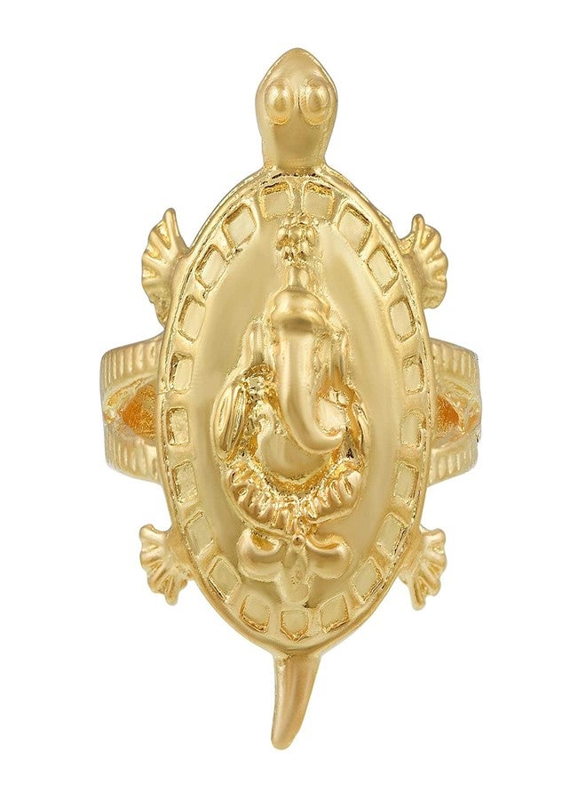 Superstore18 Brass Micron 1 Gram gold forming Ganesh on Kachua Finger Ring Vaastu Fengshui reiki tarot Astrology Hand Crafted finger ring jewellery for Men and Women (SST6376ORRM) - Image 4