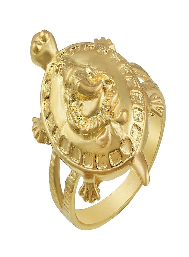 Superstore18 Brass Micron 1 Gram gold forming Ganesh on Kachua Finger Ring Vaastu Fengshui reiki tarot Astrology Hand Crafted finger ring jewellery for Men and Women (SST6376ORRM) - Image 1