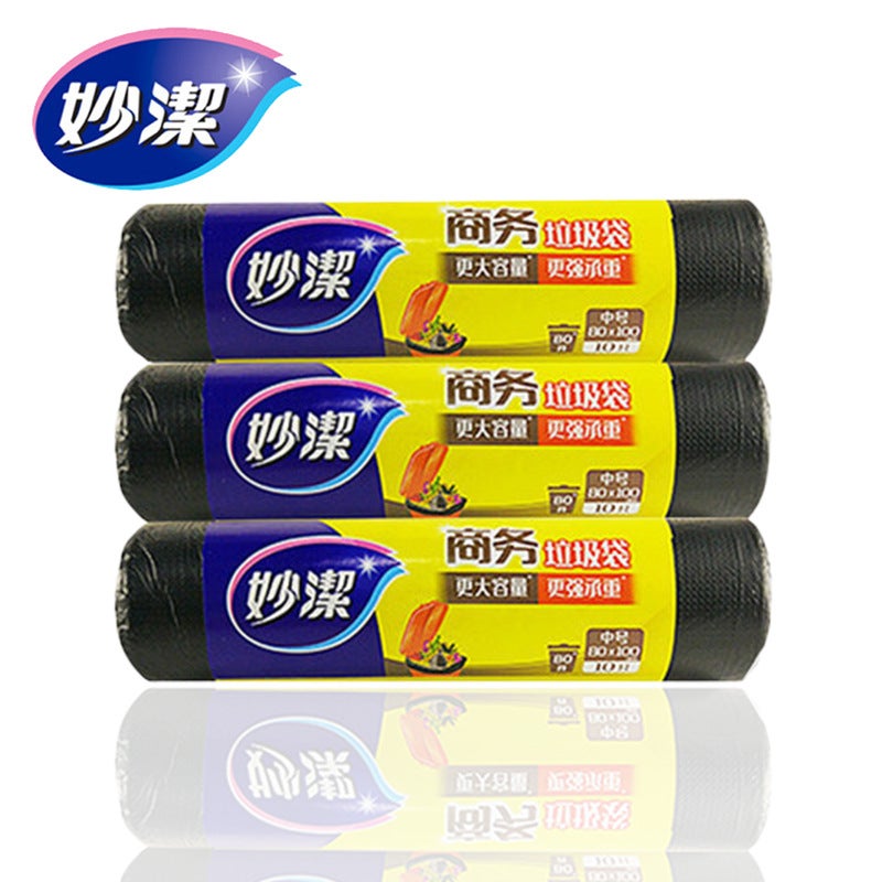 Miaojie Business Garbage Bag Medium Thickened El Property Black Plastic Bag 80*100Cm10 Large Capacity - Image 1