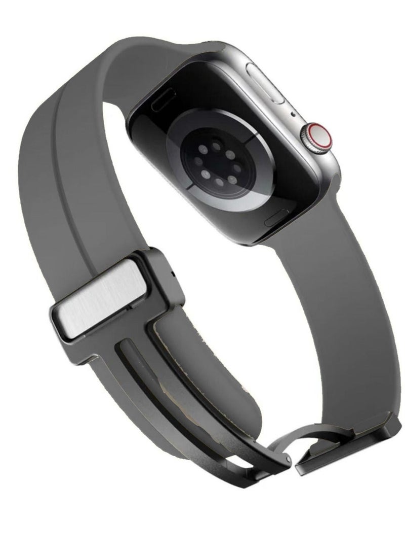 Apple Watch bracelet with magnetic closure  modern shape  size 44  gray color - Image 3