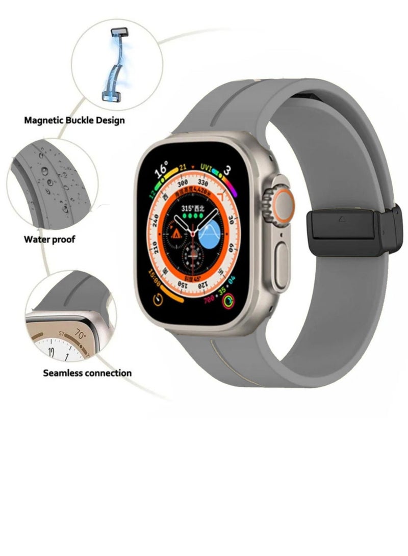 Apple Watch bracelet with magnetic closure  modern shape  size 44  gray color - Image 2