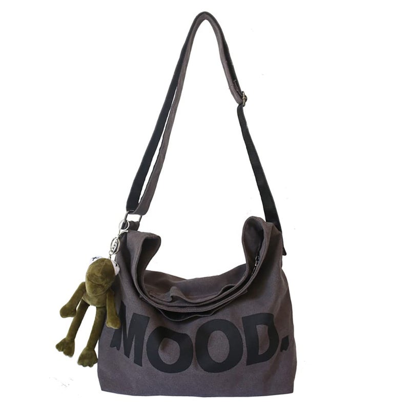 Sumleno Canvas Messenger Vintage Big Alt Emo Crossbody Bag Goth Punk Shoulder Satchels Harajuku Grunge Handbag (Brown) - Image 1