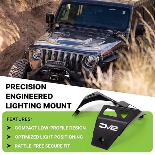 DV8 Offroad حوامل أضواء دوال بود على عمود A لسيارة جيب رانجلر JL من 2018-2025 وغلادييتور JT من 2020-2025 | تناسب (4) أضواء مكعب 3 بوصة | DV8 أوف رود | تصميم منخفض | تشطيب مسحوق أسود | زوج - Image 4