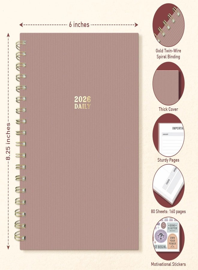 Sweetzer & Orange 2026 Planner - 6" x 8.25" Dated Daily, Weekly & Monthly Calendar Planner - January to December 2026 - Tiramisu Design with Motivational Stickers, Gold Spiral & Sturdy Paper - Image 2