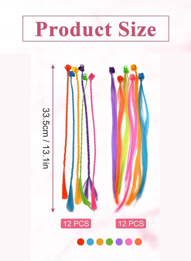 اتش واي 24 حزمة اكسسوارات الشعر للبنات، وصلات الشعر الملونة للأطفال النايلون قوس قزح مشابك الشعر للأطفال الصغار الفتيات ذيل الحصان الملحقات (ألوان متعددة) - Image 3
