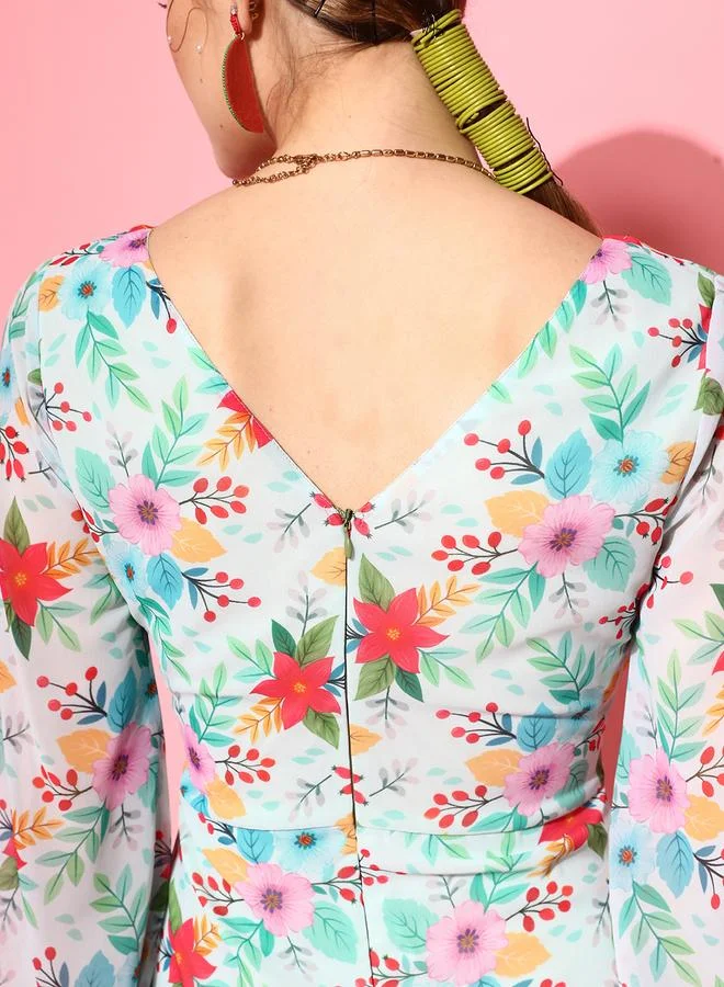 STREET 9 STREET 9 Floral Print Maxi Dress with Cut-Out Waist