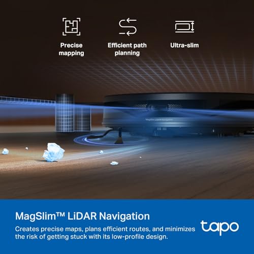 Tapo TP-Link RV20 Max 5300Pa Suction Robot Vacuum & Mop with MagSlim™ LiDAR Navigation, Ultra-Slim 83mm Design, Customizable Cleaning, Auto-Charging, and Voice Control - Image 4
