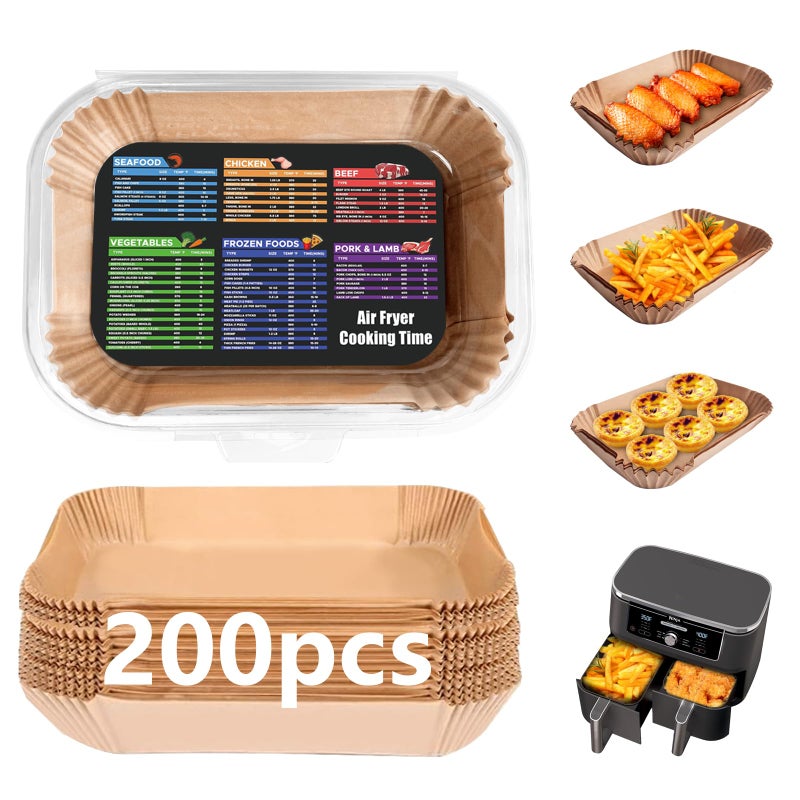 200PCS Air Fryer Liners for Ninja Higher NonStick Disposable Parchment Paper Liner for Ninja DZ201DZ401 Dual Airfryer Baking  Food Grade Ninja Air fryer Accessories Rectangle  86 x 55 inch