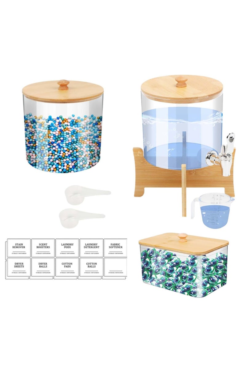 erorex As shown 3 Pack Laundry Organization Storage Set Liquid Laundry Detergent Dispenser with Shelf & Cup