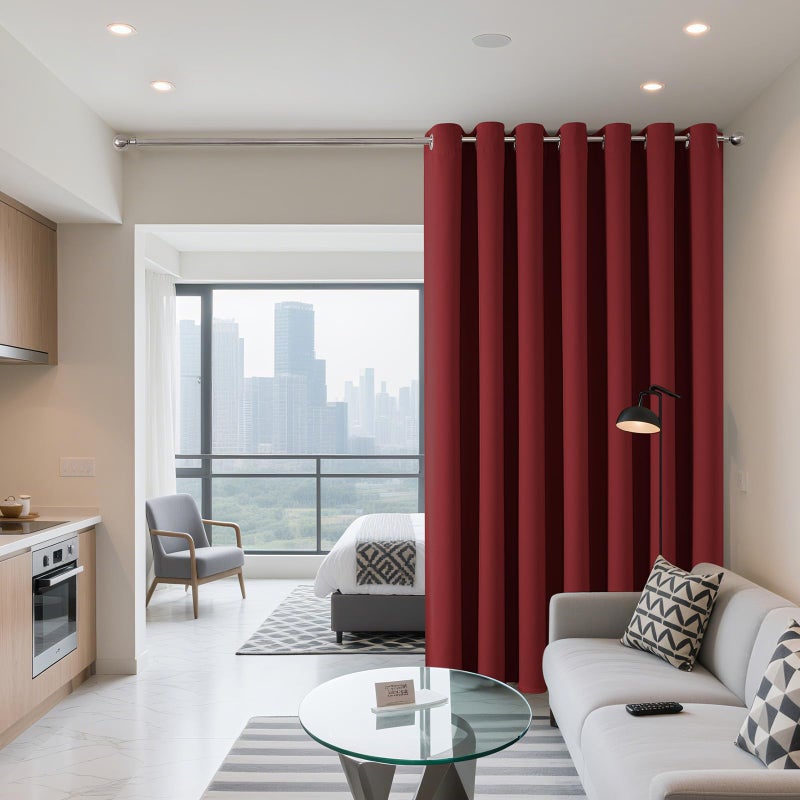 Joydeco Blackout Patio Sliding Door Curtains 84 Inches Long, Grommet Privacy Room Divider Curtains, Extra Wide Thermal Blackout Drapes for Bedroom Living Room (Burgundy Red, 100Wx84L, 1 Panel) - Image 2