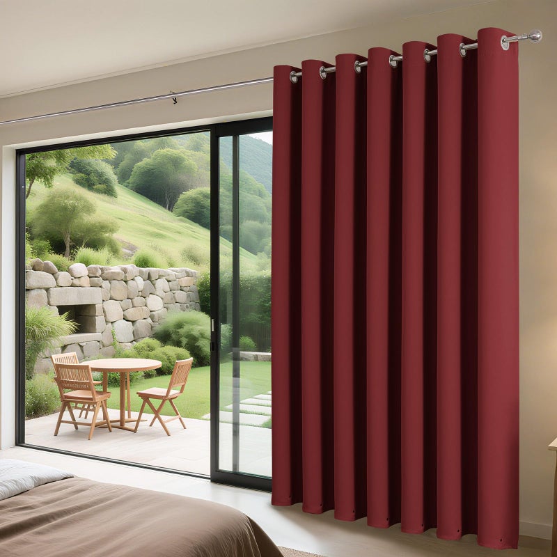 Joydeco Blackout Patio Sliding Door Curtains 84 Inches Long, Grommet Privacy Room Divider Curtains, Extra Wide Thermal Blackout Drapes for Bedroom Living Room (Burgundy Red, 100Wx84L, 1 Panel) - Image 3