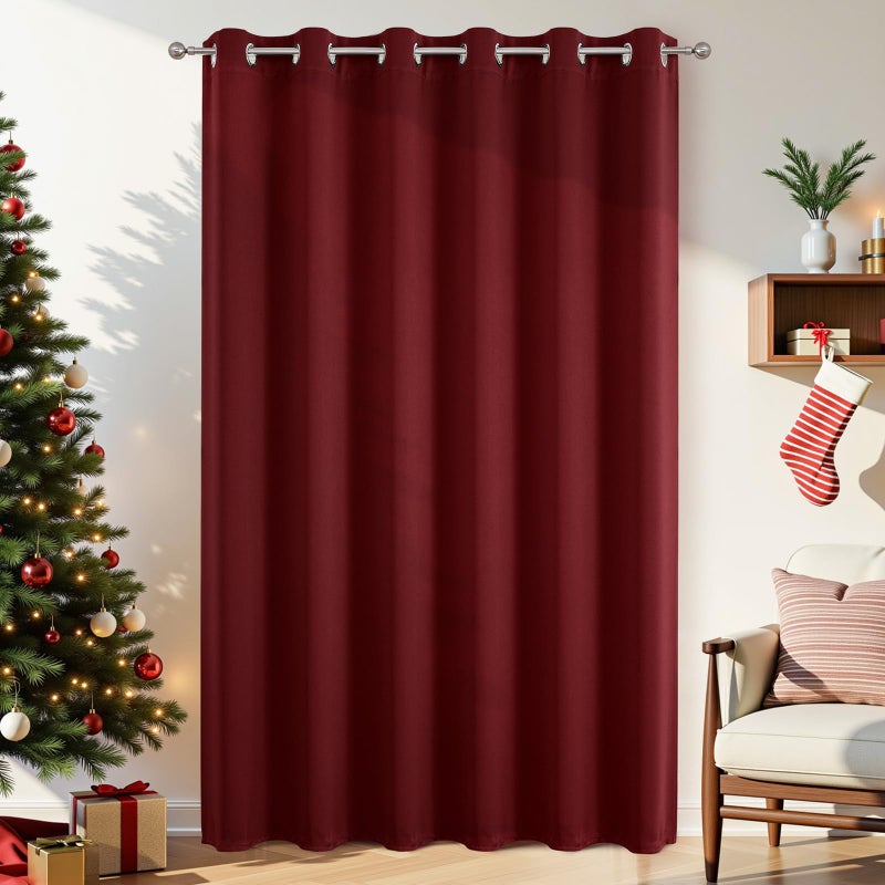 Joydeco Blackout Patio Sliding Door Curtains 84 Inches Long, Grommet Privacy Room Divider Curtains, Extra Wide Thermal Blackout Drapes for Bedroom Living Room (Burgundy Red, 100Wx84L, 1 Panel) - Image 1