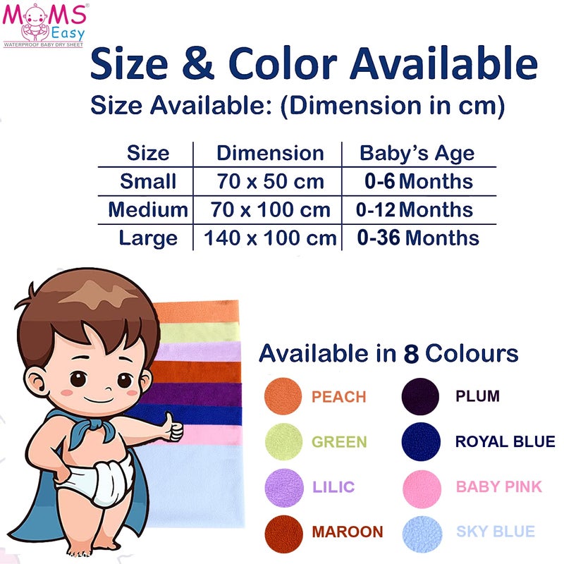 MOMSEASY® New Born Baby Bed Sheet Protector, Baby Urine Protector Sheet, Baby Dry Sheet Combo and Baby Born All Products Combo (Green, Plum, Lilic) (Small, 70x50 cm) - Image 2