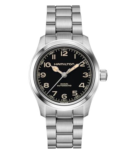 Hamilton Khaki Field Murph Automatic Men's Watch, 38mm Stainless Steel Case, Swiss Made, Black Dial Analog Wrist Watch, 100m Waterproof, Sapphire Crystal, 3-Hand Movement, Stainless Steel Strap - Image 1