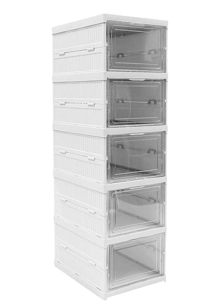 راكسوم حزمة من 4 منظم لتخزين الأحذية، رف أحذية قابل للطي بدون تركيب، علبة أحذية قابلة للتكديس، رف خزانة محمول - Image 1