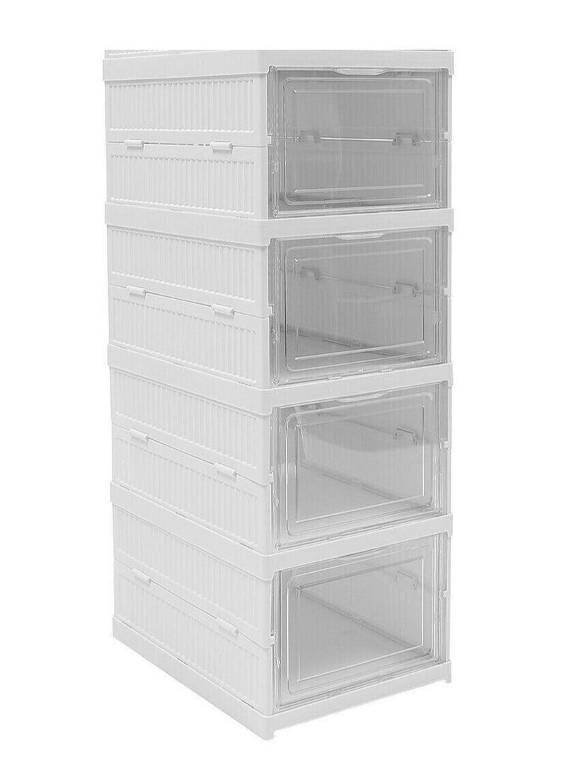 راكسوم حزمة من 4 منظم لتخزين الأحذية، رف أحذية قابل للطي بدون تركيب، علبة أحذية قابلة للتكديس، رف خزانة محمول - Image 2