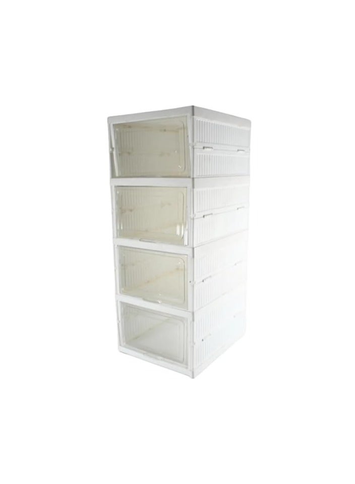 راكسوم حزمة من 4 منظم لتخزين الأحذية، رف أحذية قابل للطي بدون تركيب، علبة أحذية قابلة للتكديس، رف خزانة محمول - Image 4