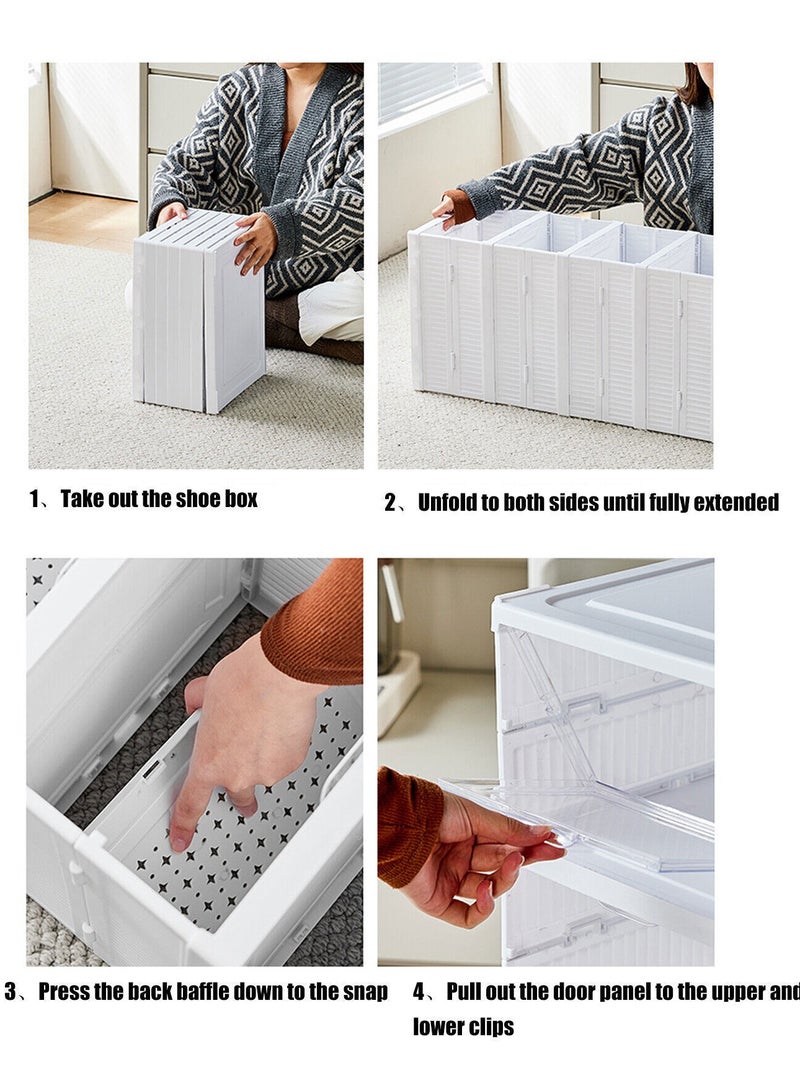 راكسوم حزمة من 4 منظم لتخزين الأحذية، رف أحذية قابل للطي بدون تركيب، علبة أحذية قابلة للتكديس، رف خزانة محمول - Image 5