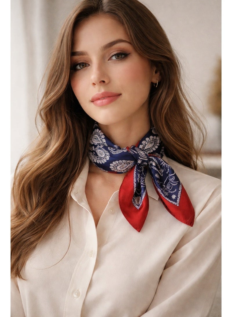 OLUDENIZ Luxury Women’s Satin Square Scarf – 70×70 cm Lightweight Printed Fashion Accessory for Neck, Hair, or Handbag – Elegant & Versatile Spring Style - Image 2