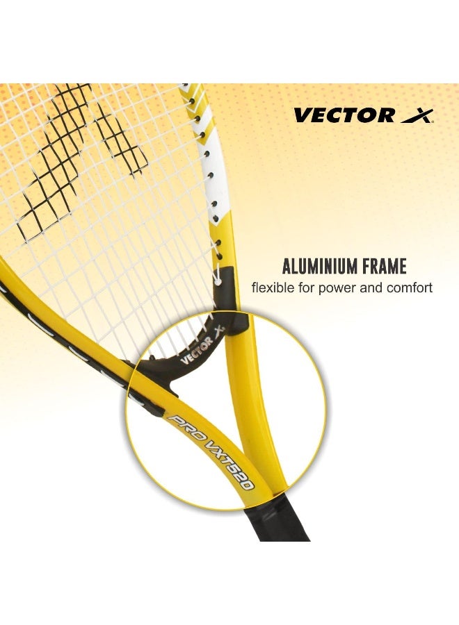 Vector X VXT-520 21 Inch Tennis Racquet Super Lightweight With 3/4 th Cover Racket For Training And Practice - Yellow - Image 4