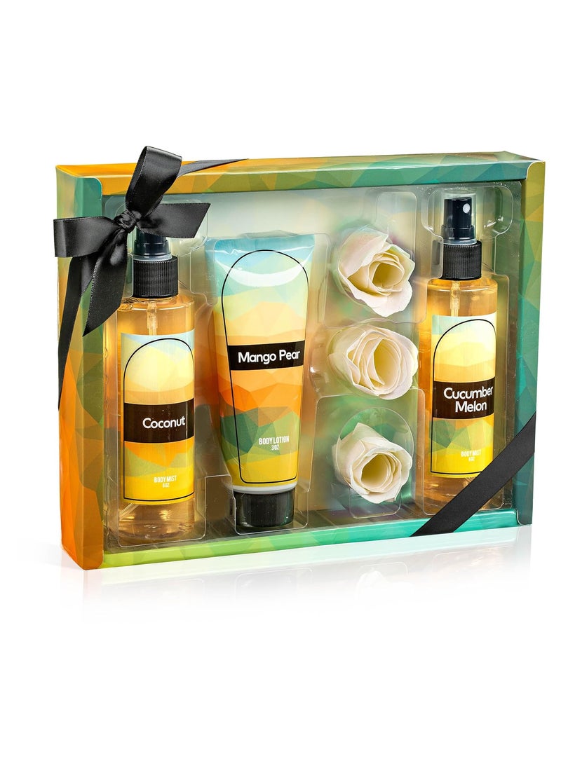 Freida and Joe - Fine Fragrance Body Mist  Body Splash Gift Set  Luxury SelfCare Combo for Women and Girls Coconut Cucumber Mango Pear Rose Soap Valentines Gift for Women - Image 1