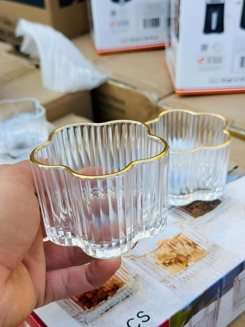Gold-Trimmed Glass Serving Bowls - Set of 6 Crystal Clear Bowls Ideal for Desserts, Soups, and Rice Pudding, Elegant and Durable - Image 2