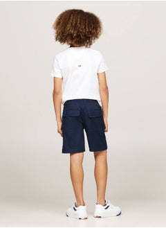 TOMMY HILFIGER Boys' Tape Regular Chino Shorts - Cotton, Blue  - Image 2