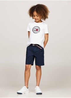 TOMMY HILFIGER Boys' Tape Regular Chino Shorts - Cotton, Blue  - Image 4
