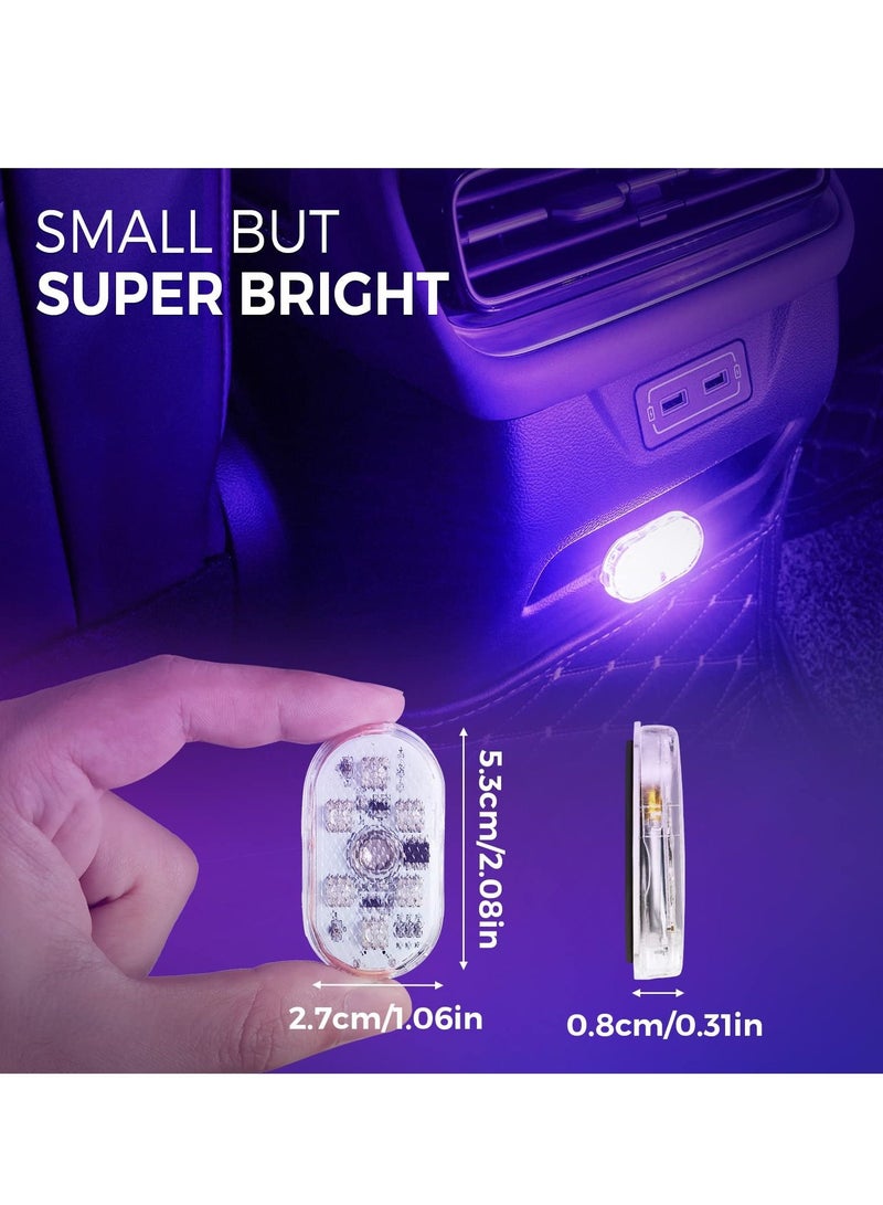 2 Pcs Car Led Interior Lights 7 Colors Ambient Lighting Car Interior Lights Car Led Lights Interior Wireless Led Lights for Car Interior Car Lights Inside Car USB Rechargeable Interior Lights