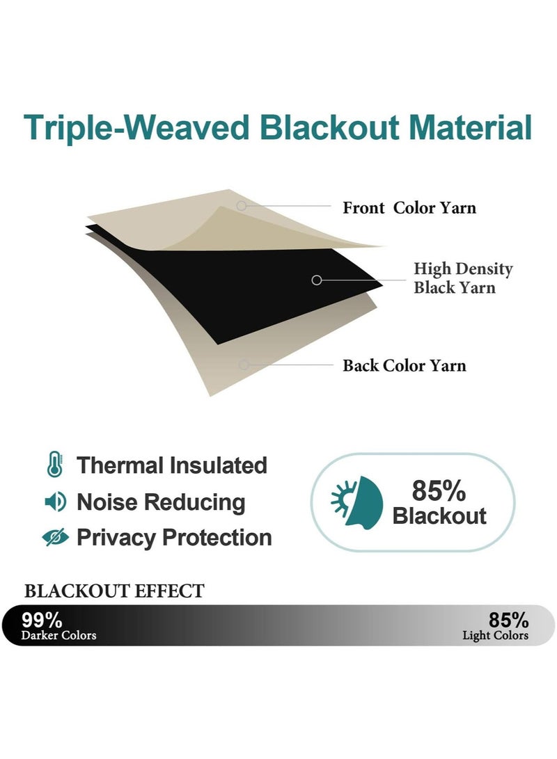 MarlaMall ستارة تعتيم لغرفة النوم، 1 قطعة ستارة عازلة حرارية ذات حلقات للنافذة، ستارة عيون لغرفة المعيشة، W132cm x L213cm (بيج) - Image 2