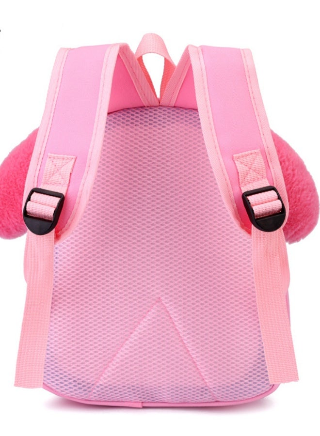 New style cute children's backpack with adorable plush toy. Large-ear cartoon backpack for kindergarten (purple) - Image 2