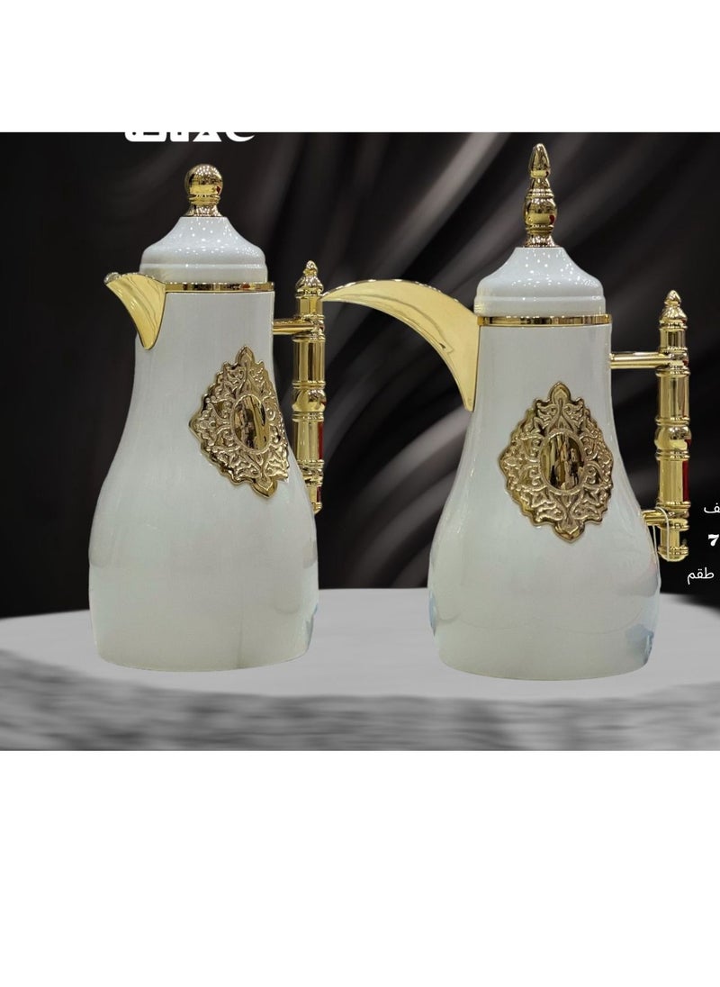 البيت الذهبي - طقم ترامس الأناقة من جولد هوم للشاي والقهوة قطعتين ابيض/ذهبي 1/0.7 لتر - Image 1