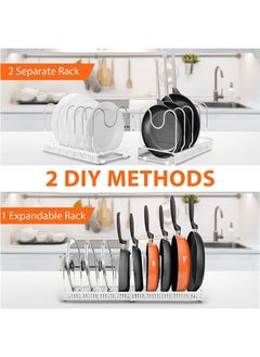 Golden Pot Rack Organizer,Expandable Pan Rack 10 Tier Pot and Pan Organizer Rack for Cabinet,Adjustable Compartments Pot Lid Holders Kitchen Storage Organizer for Heavy Pots Pans and Cookware  - Image 2