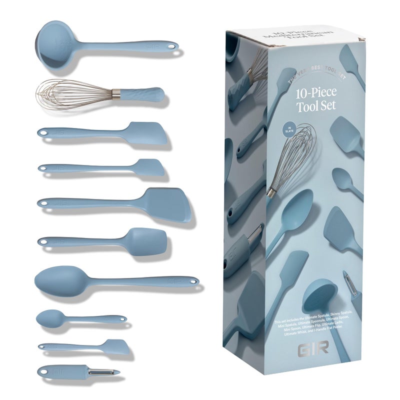 GIR: Get It Right 10-Piece Spatula Set & Silicone Utensils for Kitchen - Slate - Heat Resistant to 425Â°F - Dishwasher Friendly - Includes Ladle, Whisk, Potato Peeler & Kitchen Spoons - Image 2