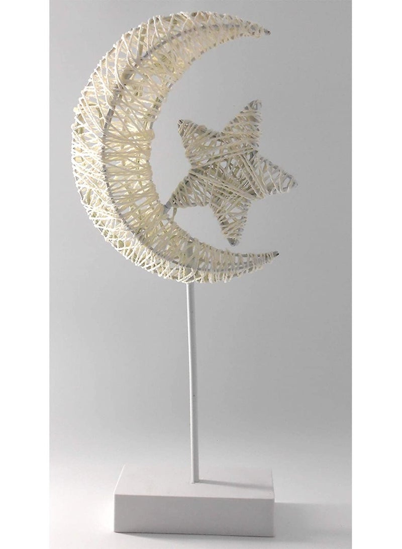 DubaiGallery Light up Indoor Decoration White Stand Star & Moon– Ramadan Eid-ul-Fitr Eid al-Adha Kareem Decoration/Battery Operated - Image 3