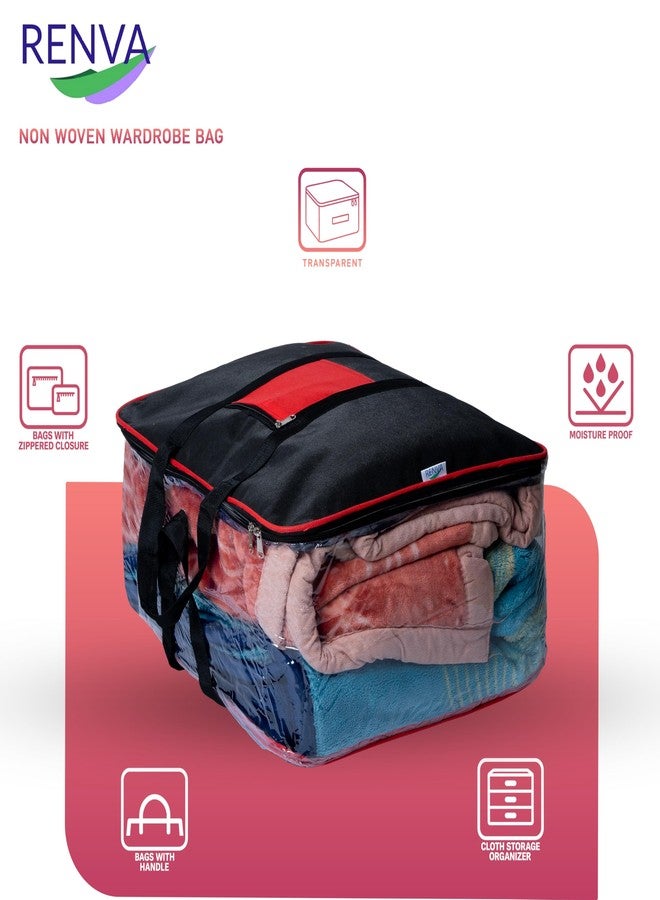 RENVA Underbed Storage Bags | Large Capacity Foldable Storage Containers with Clear Window & Reinforced Handles | 70L Organizer for Blankets, Comforters, Bedding & Clothes (English, 1 pc) - Image 5