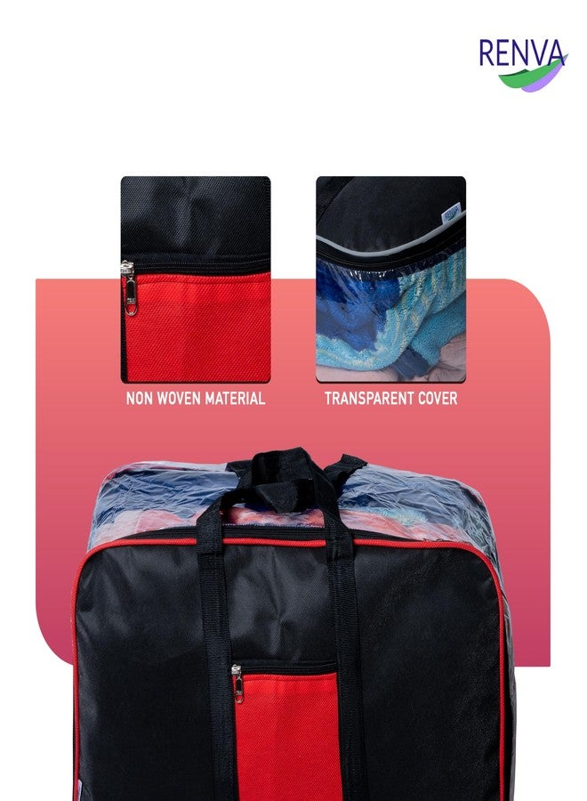RENVA Underbed Storage Bags | Large Capacity Foldable Storage Containers with Clear Window & Reinforced Handles | 70L Organizer for Blankets, Comforters, Bedding & Clothes (English, 1 pc) - Image 4