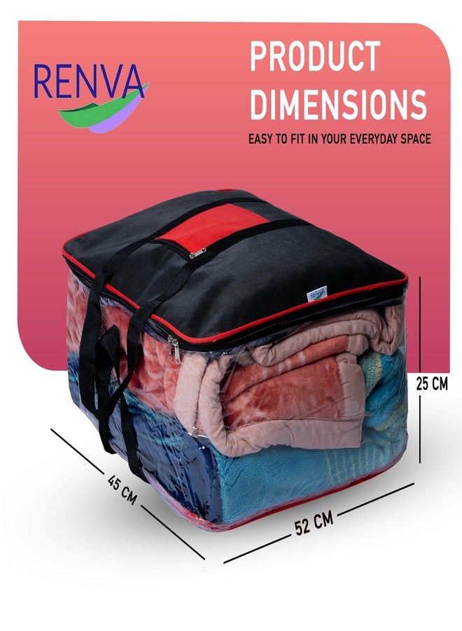 RENVA Underbed Storage Bags | Large Capacity Foldable Storage Containers with Clear Window & Reinforced Handles | 70L Organizer for Blankets, Comforters, Bedding & Clothes (English, 1 pc) - Image 2