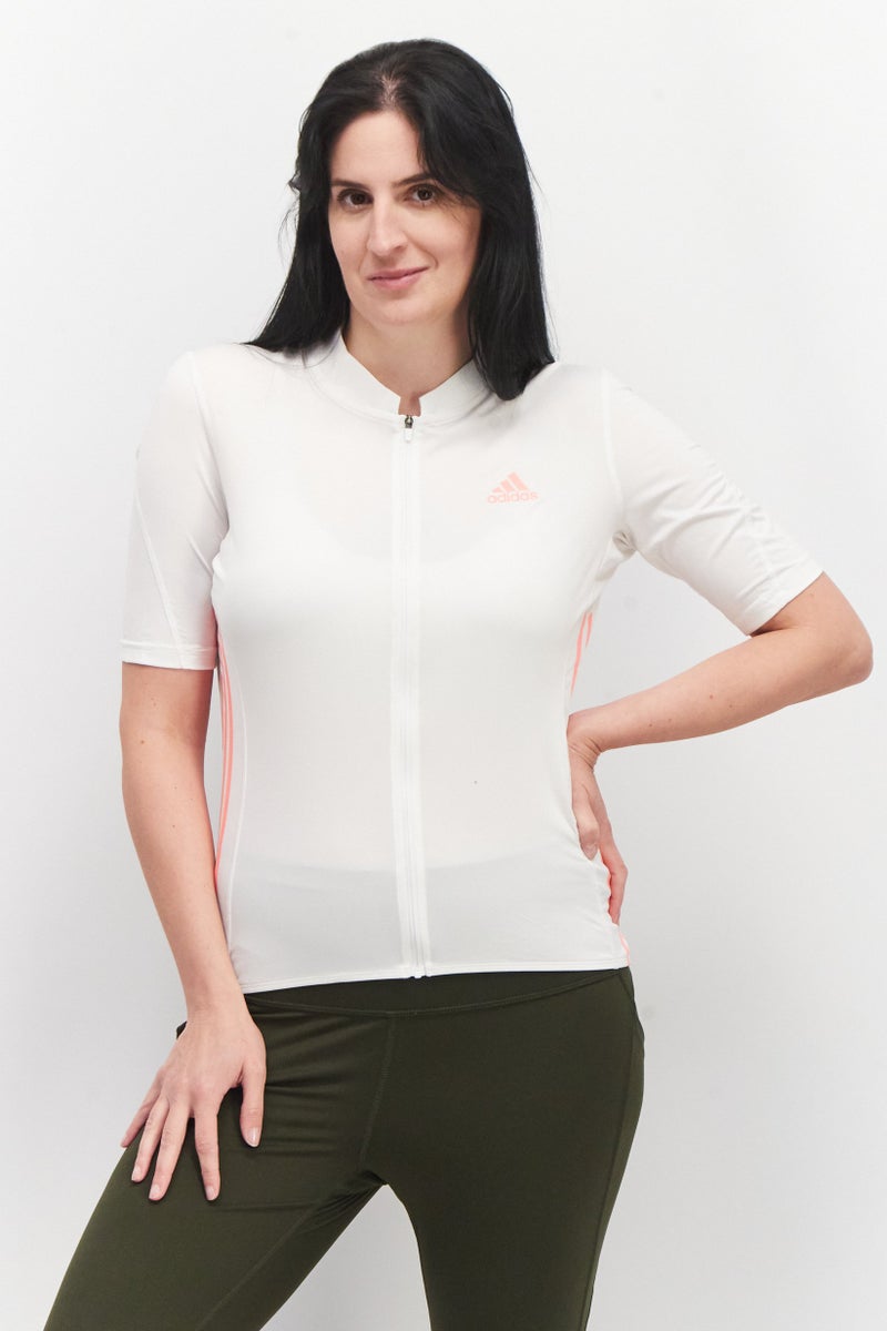 Adidas Women Sportwear Fit Brand Logo Jersey Top, White Combo - Image 1