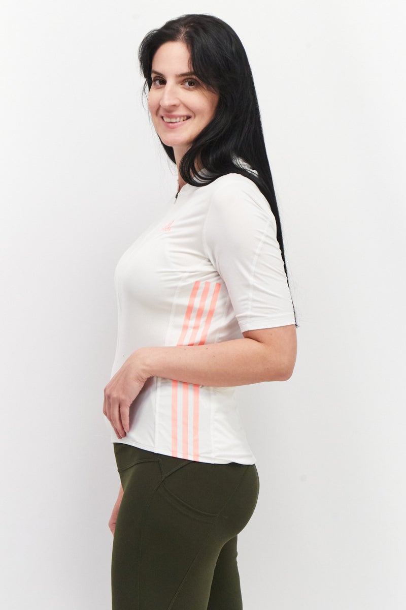 Adidas Women Sportwear Fit Brand Logo Jersey Top, White Combo - Image 4