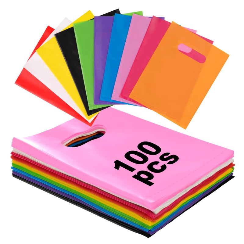 Anznku 100 Pcs Multicolor Party Favor Bags  Plastic Goodie Bags For Birthday  Wedding  Baby Shower  Halloween  Christmas  Small Gift Bags For Candy  Treats  Favors & Crafts (15X20 Cm) - Image 1