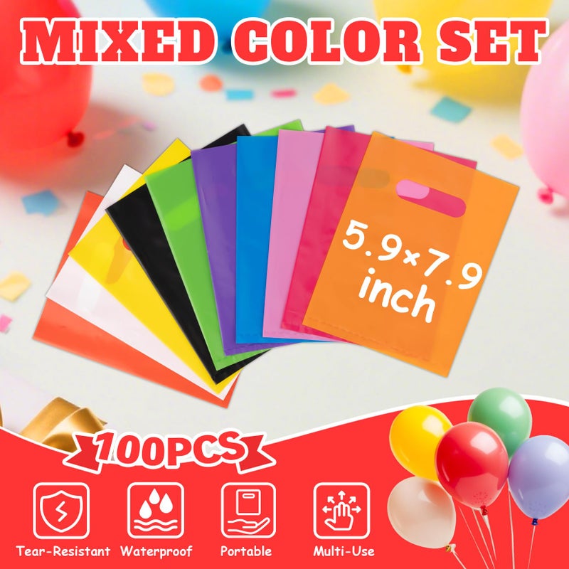 Anznku 100 Pcs Multicolor Party Favor Bags  Plastic Goodie Bags For Birthday  Wedding  Baby Shower  Halloween  Christmas  Small Gift Bags For Candy  Treats  Favors & Crafts (15X20 Cm) - Image 2