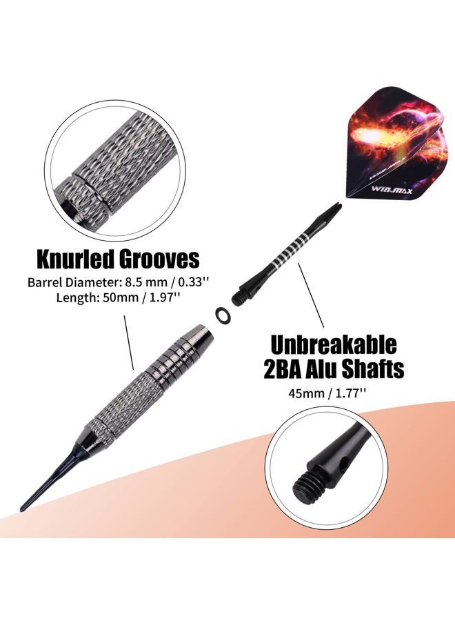 win.max Darts Plastic Tip - Soft Tip Darts Set - 12 Pcs 18 Gram with 100 Extra Dart Tips 12 Flights Flight Protectors and Wrench for Electronic Dart Board - Image 4