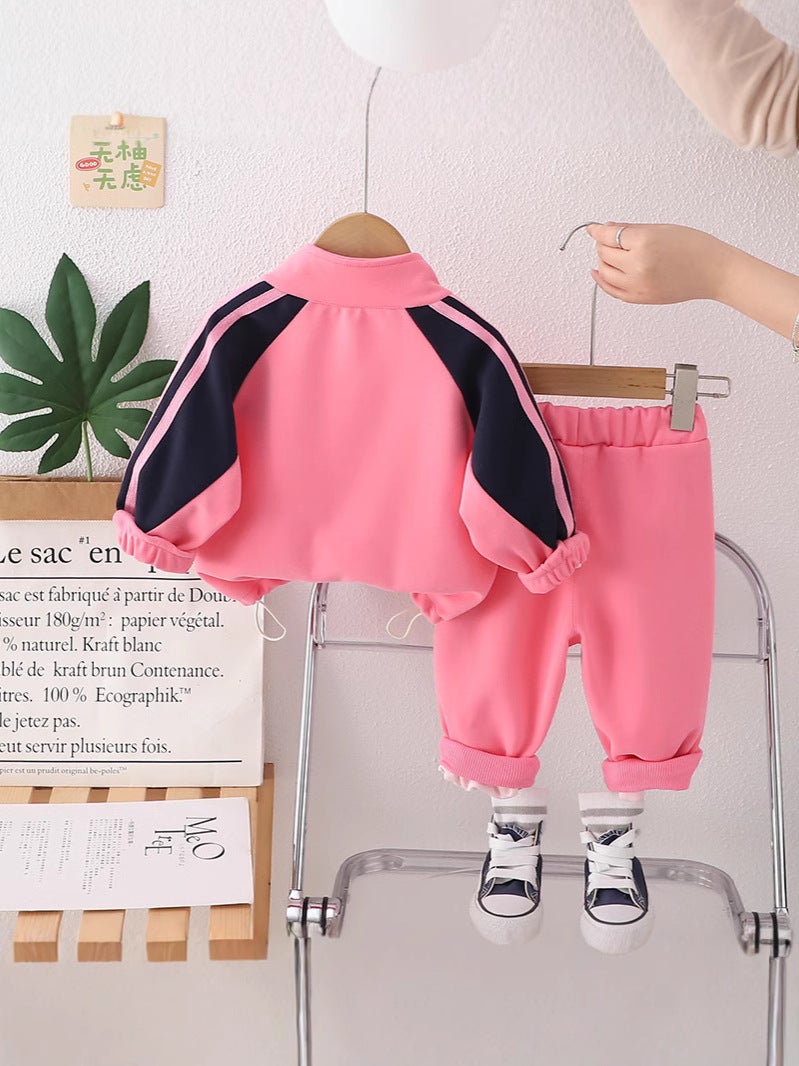 Children'S Zipper Sports 2025 Spring New Girls Korean Baseball Uniform Baby Korean Color Matching Two-Piece Children'S Clothing - Image 5