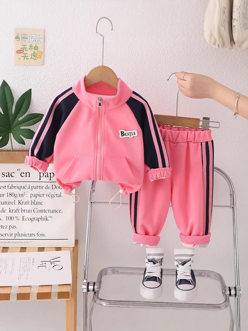 Children'S Zipper Sports 2025 Spring New Girls Korean Baseball Uniform Baby Korean Color Matching Two-Piece Children'S Clothing - Image 4