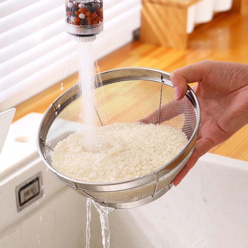 DOPMEP Fine Mesh Strainer for Kitchen, 4 Quart Stainless Steel Colander Bowl for Pasta, Rice, Fruit, Metal Net Baskets with Resting Base - Strain, Drain, Rinse - Image 5